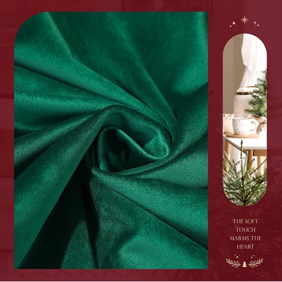 Christmas Throw Pillow Covers, Snowflake Embroidery Velvet Dark Green - Picture 3 of 5